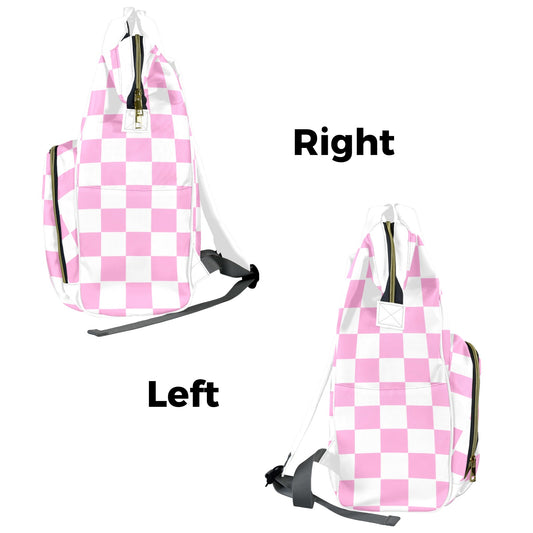 Personalised Diaper Bag - Pink Check