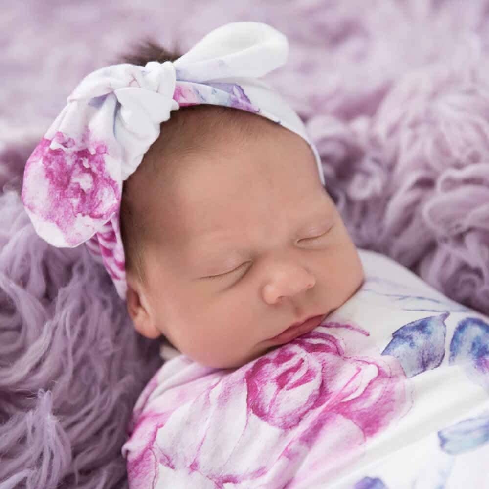 Lilac Skies Snuggle Swaddle & Topknot Set - Timber Tinkers