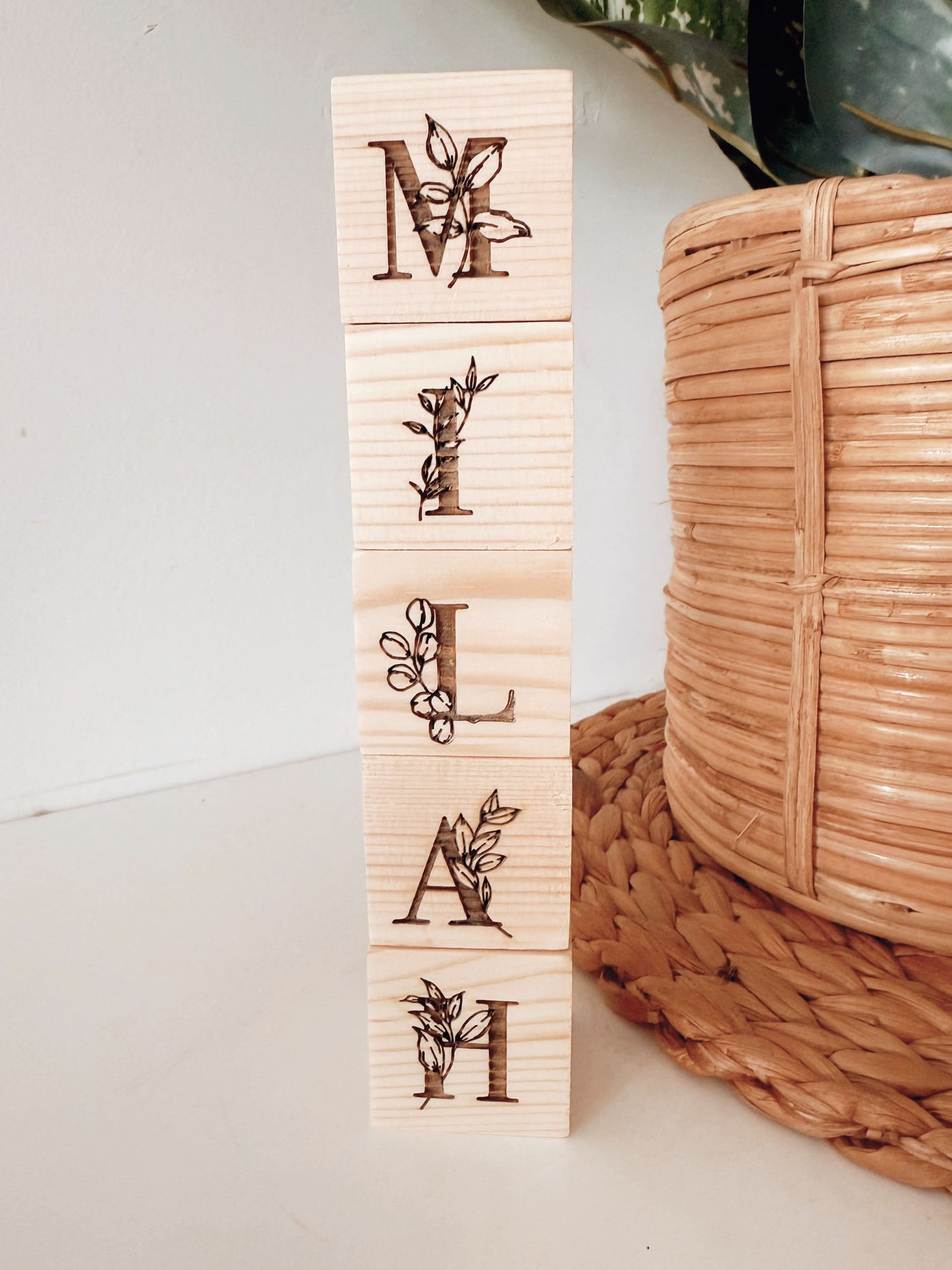 Wooden Alphabet Blocks - Floral