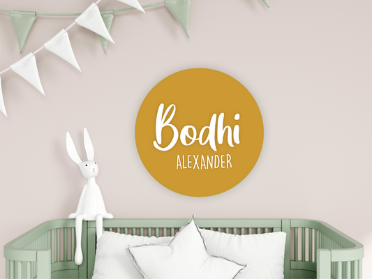 Personalised Acrylic Round Name Sign for Nursery Décor - 2 NAMES