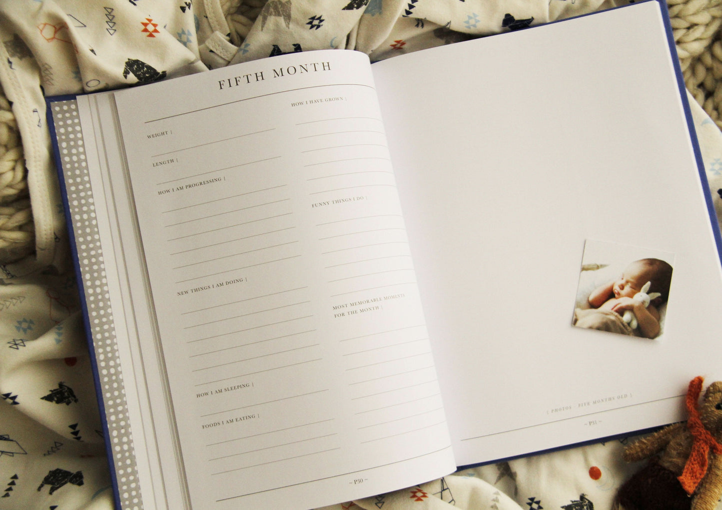 Baby Journal - First Five Years Record Book - (Grey)