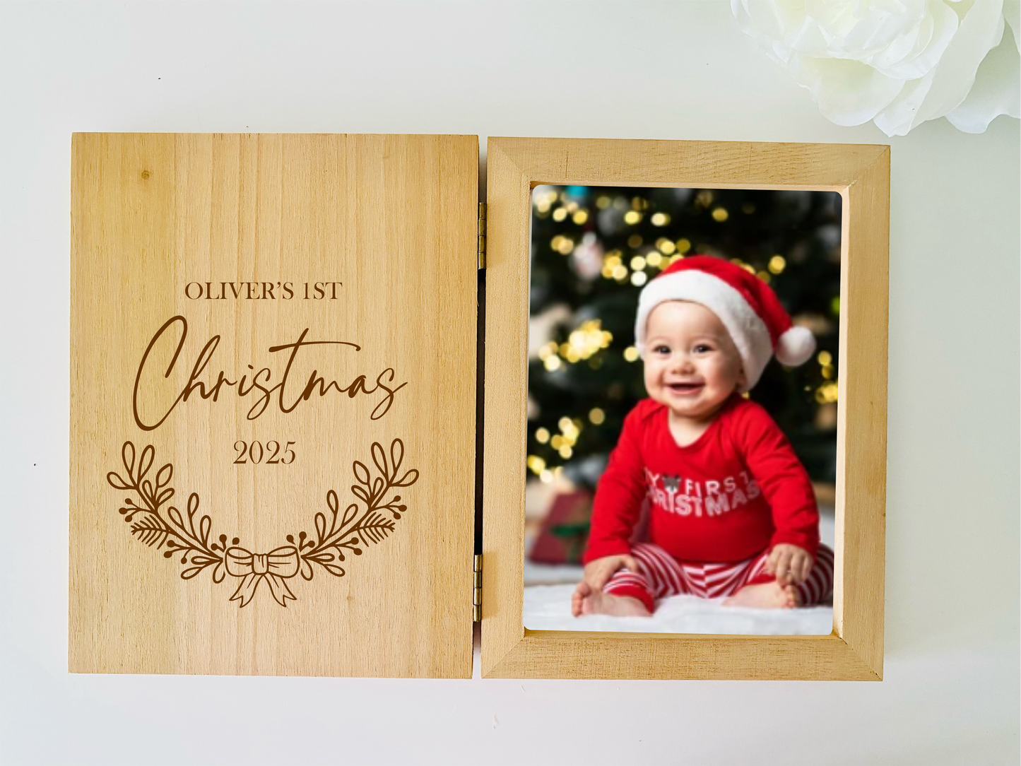 Christmas Photo Frame - First Christmas Floral
