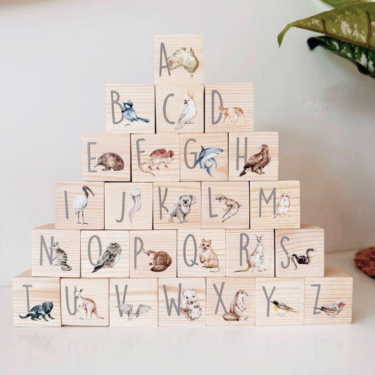 Australian Animal Wooden Alphabet Blocks