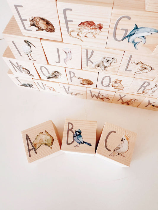 Australian Animal Wooden Alphabet Blocks