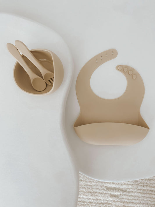 4 Piece set - Bib, Suction Bowl, Spoon and Fork