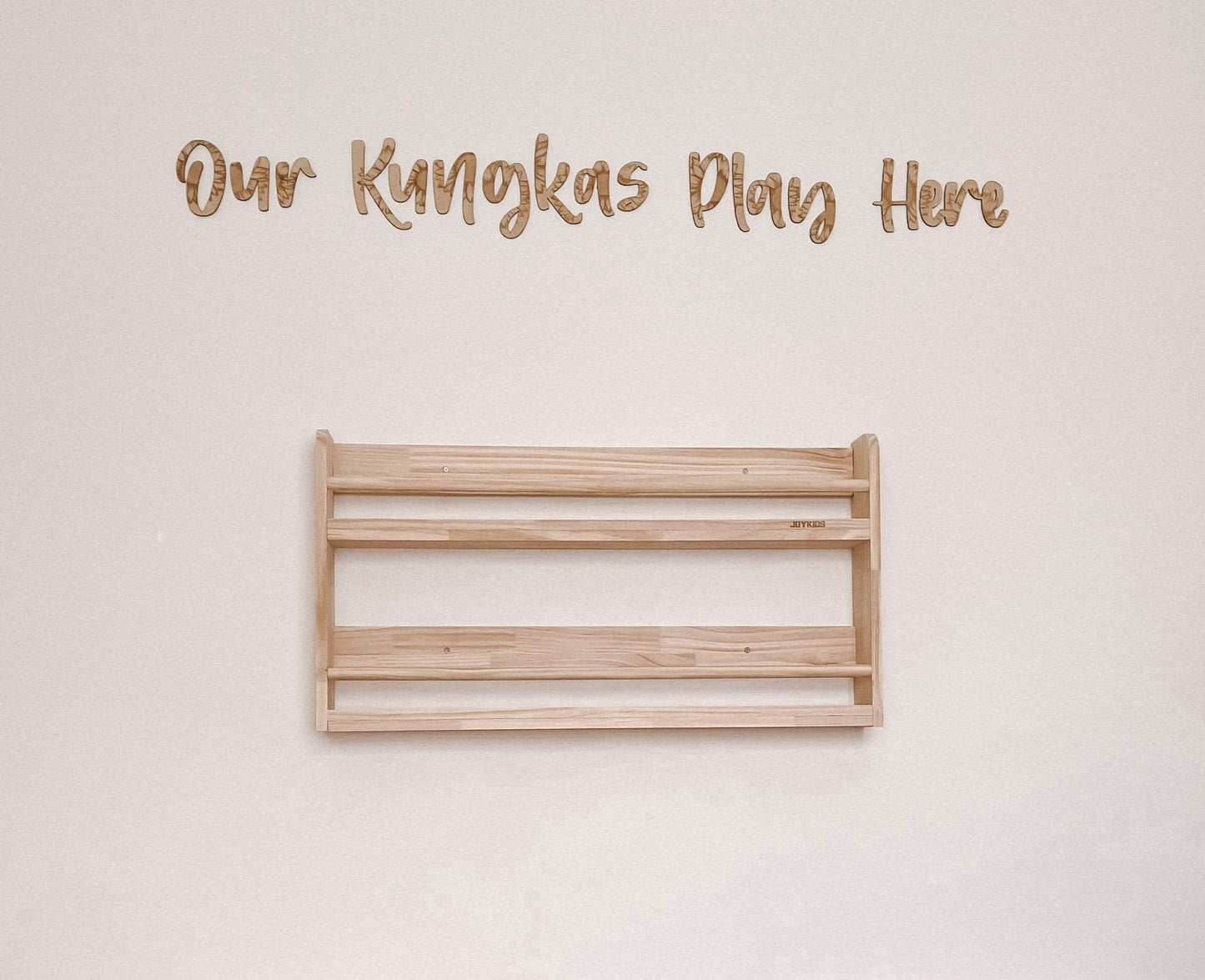 Compact Wall Organizer Shelf with 2 Tier -Varnished SolidWood