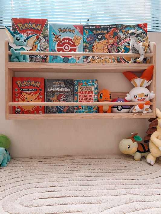Compact Wall Organizer Shelf with 2 Tier -Varnished SolidWood