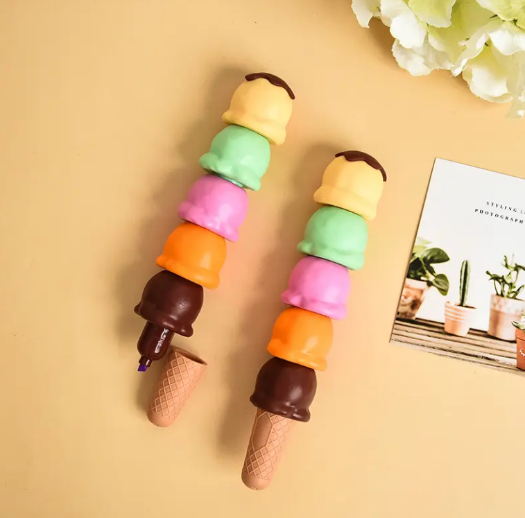 Ice-Cream Cone Multicolour Highlighters (May come in new packaging)