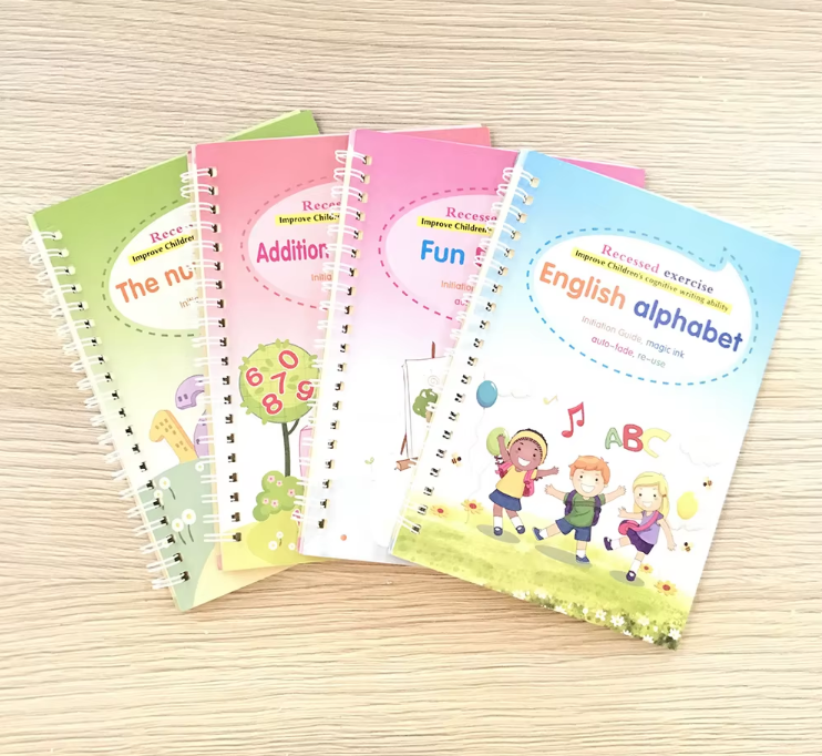 Tracing Book for Children - Enhanced Repeated Practice with Magic Faded Ink (Set of 4 books)