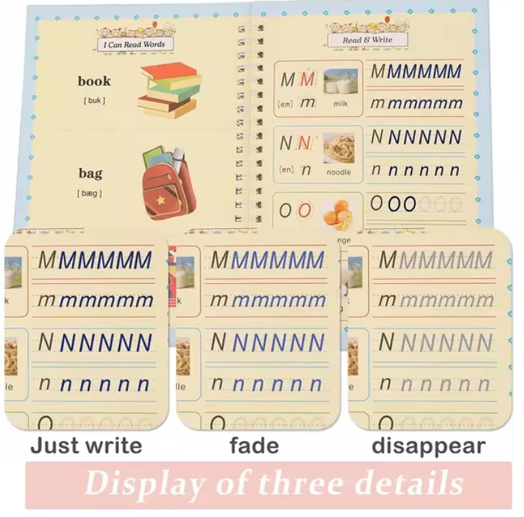 Tracing Book for Children - Enhanced Repeated Practice with Magic Faded Ink (Set of 4 books)