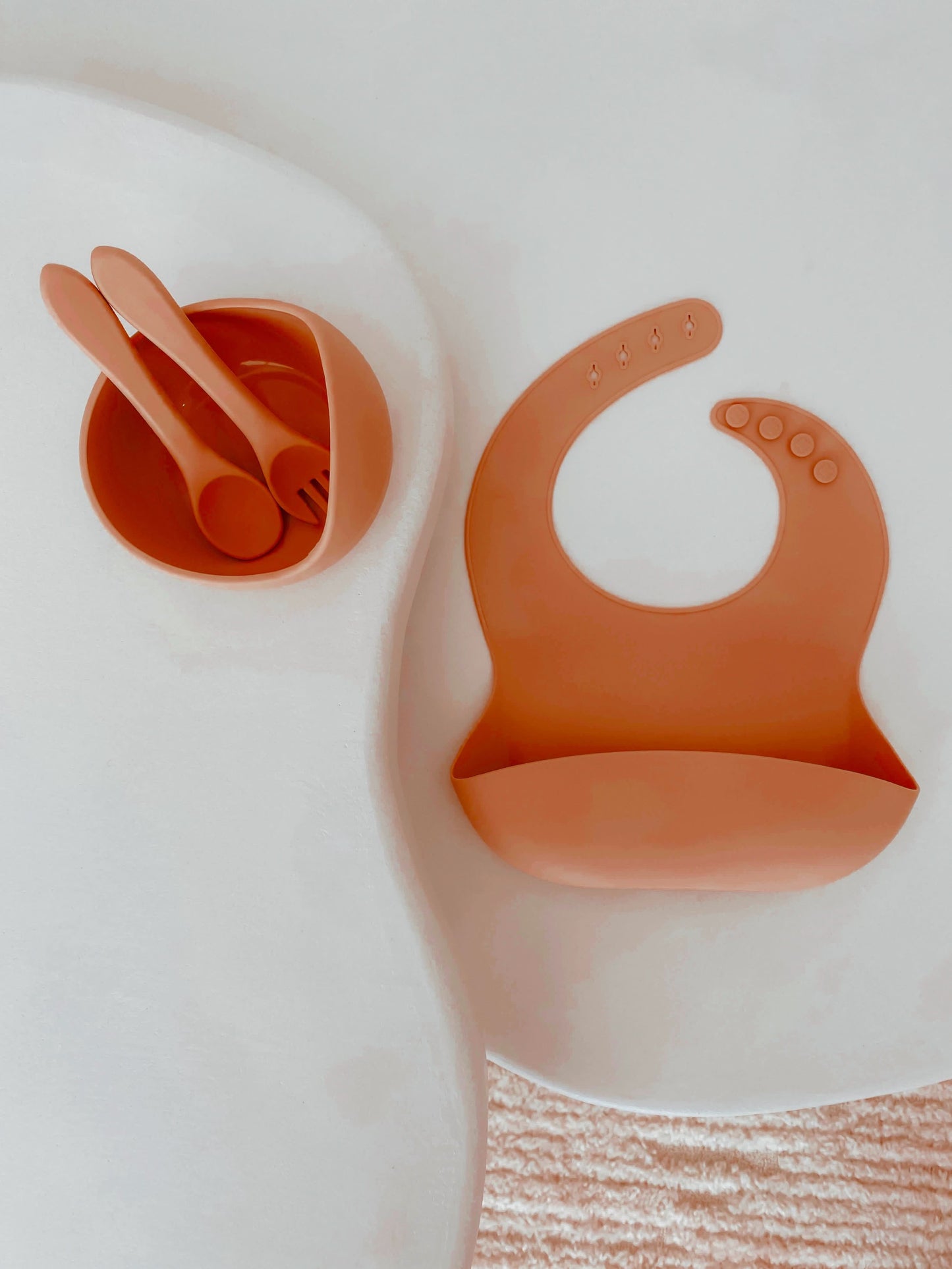 4 Piece set - Bib, Suction Bowl, Spoon and Fork