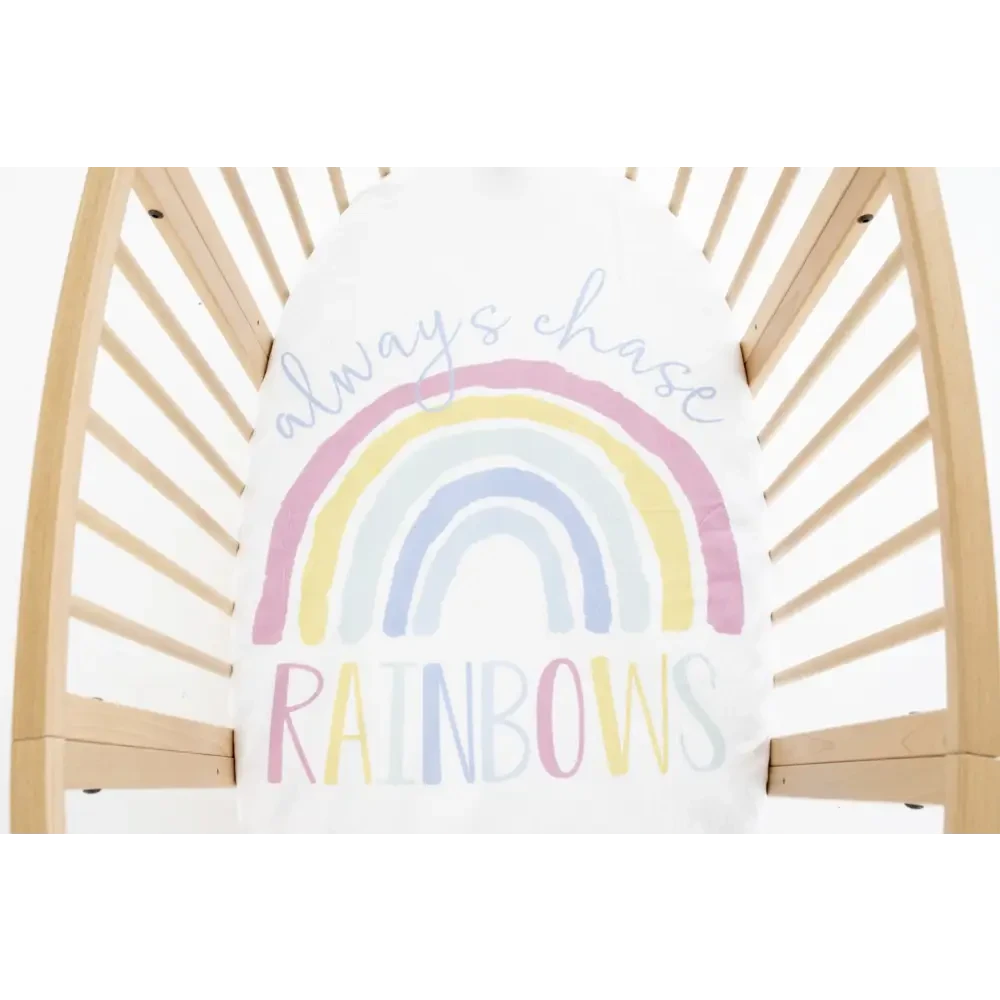 always chase Rainbows Jersey fitted Cot Sheet - Timber Tinkers