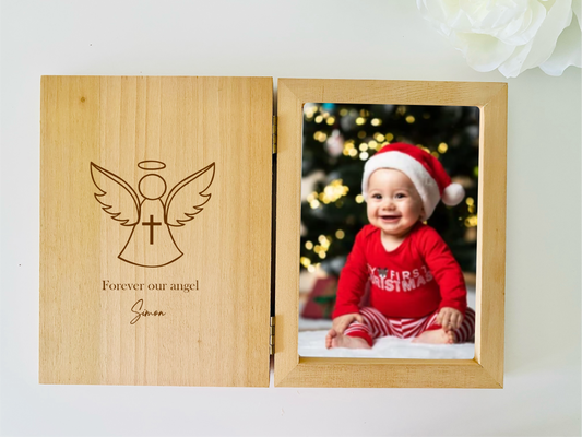 Personalised Wooden Photo Frame - Angel