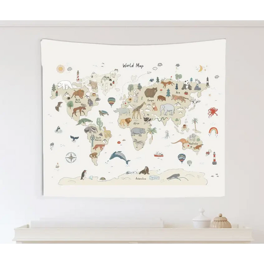 Animal Map Canvas Wall Hang - Timber Tinkers