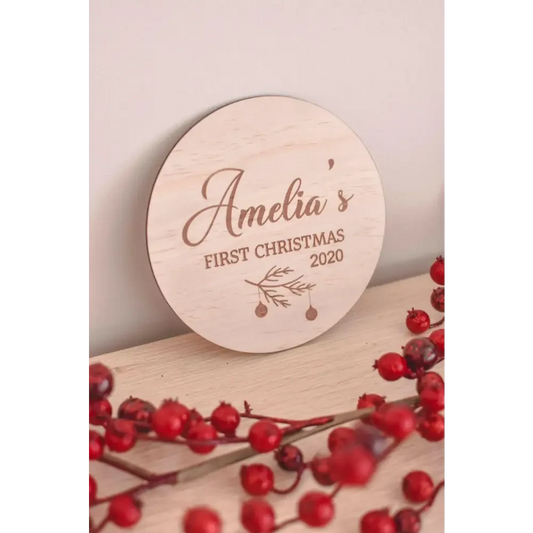 Baby's First Christmas Plaque 2025 - Timber Tinkers