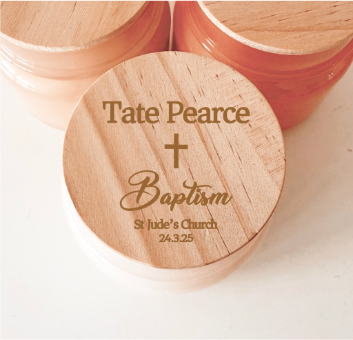 Personalised Engraved Wooden Baptism Candle
