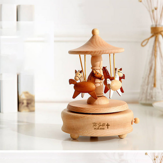 Horse Carousel Music Box - Baptism Gift
