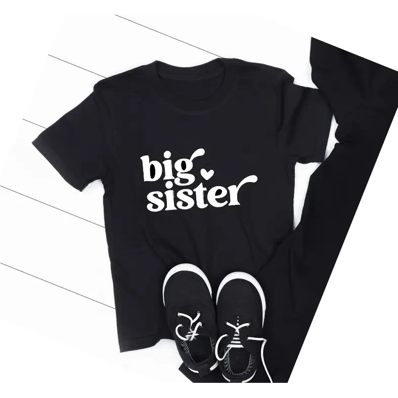 big sister Black TSHIRT - Size 6