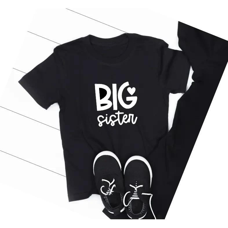 BIG sister black TSHIRT - Size 8