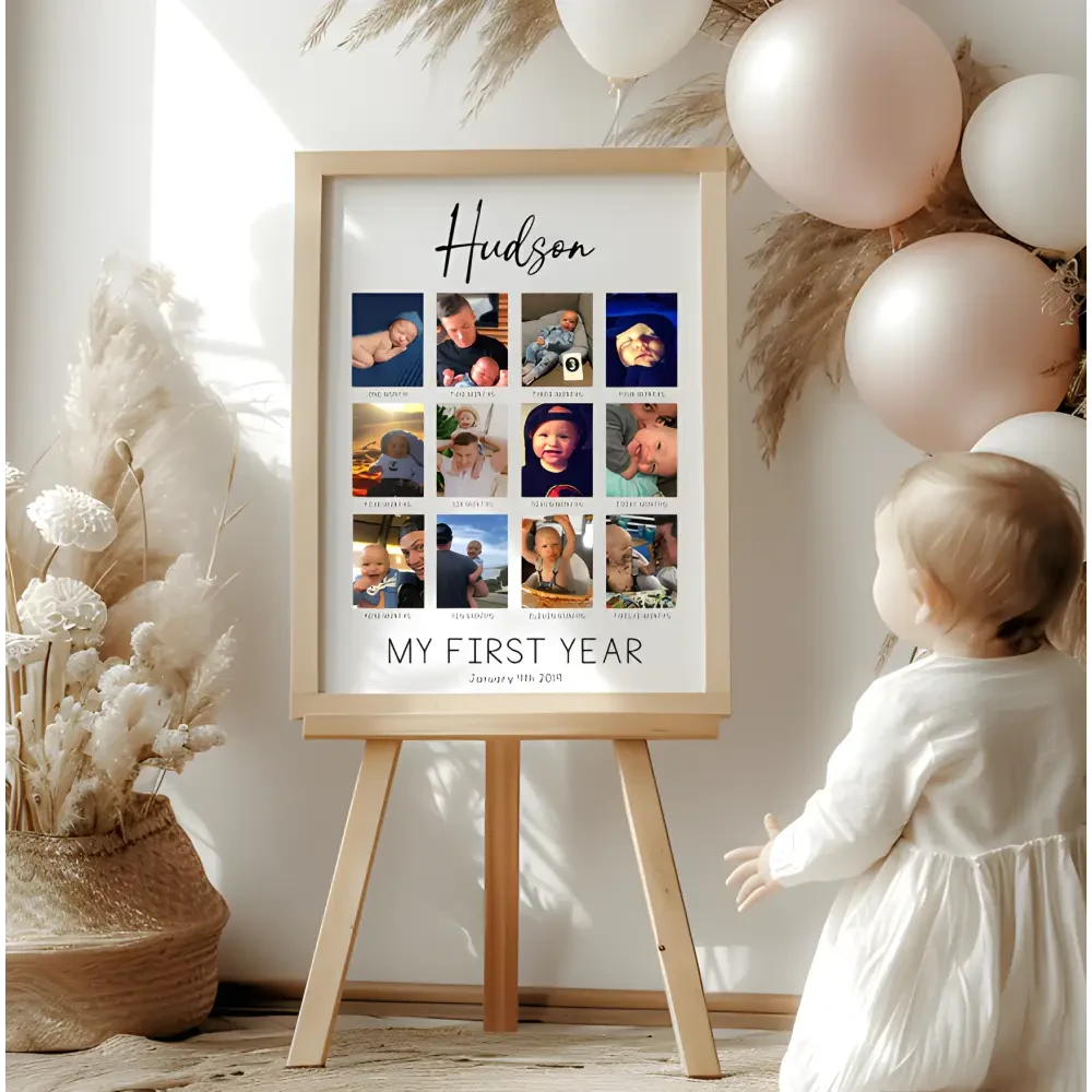 Birthday Board - My First Year Collage - Timber Tinkers