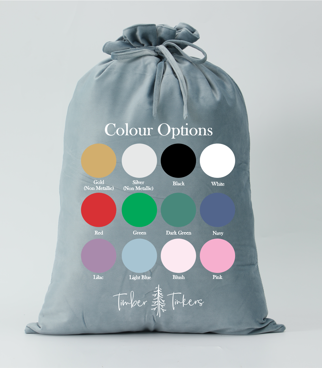 Personalised Velvet Santa Sack - Light Blue