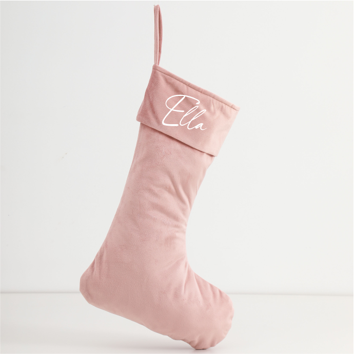 Personalised Velvet Stockings - Blush (45cm)