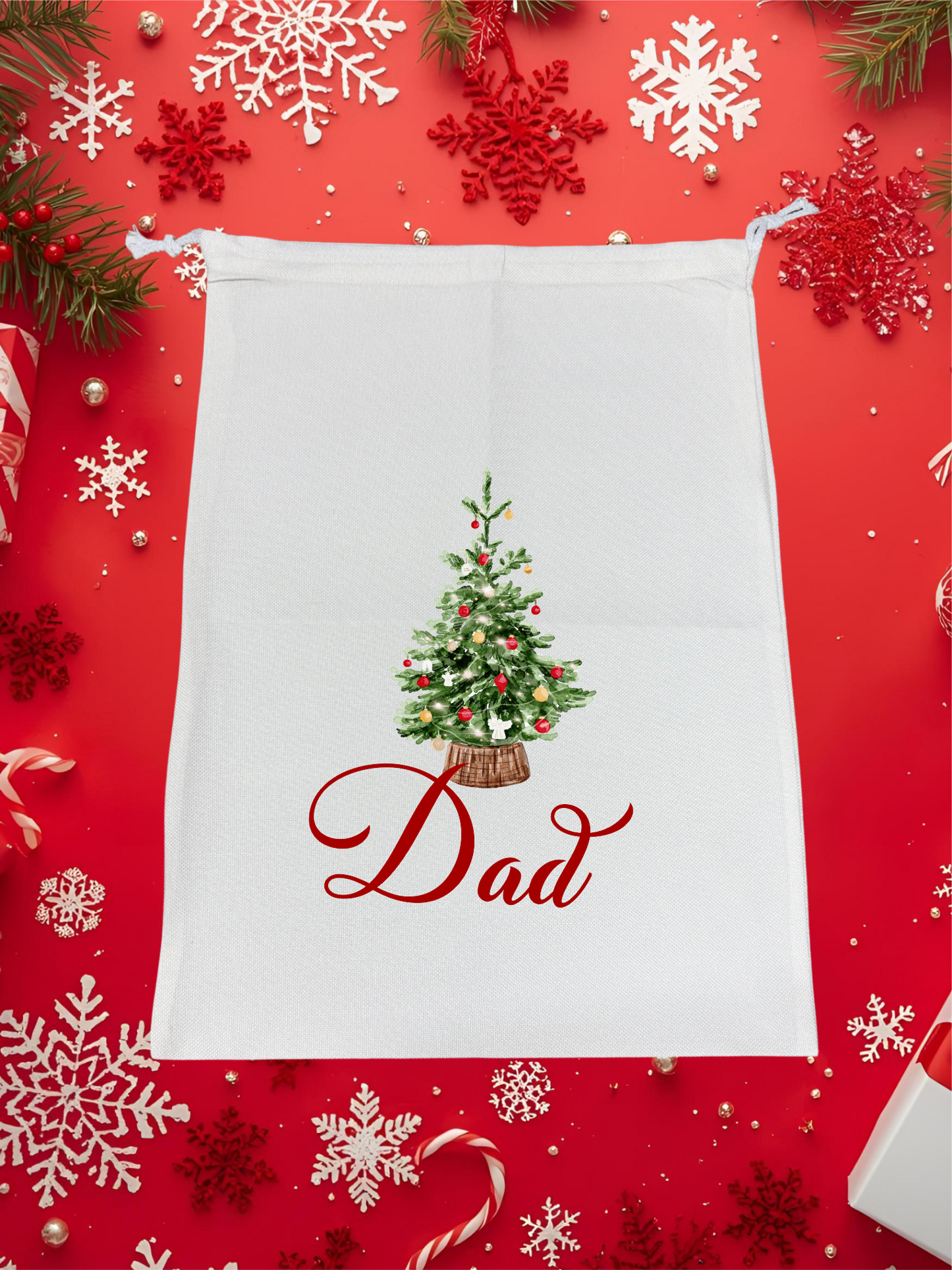 Personalised Premium Linen Santa Sack – Classic Christmas Collection