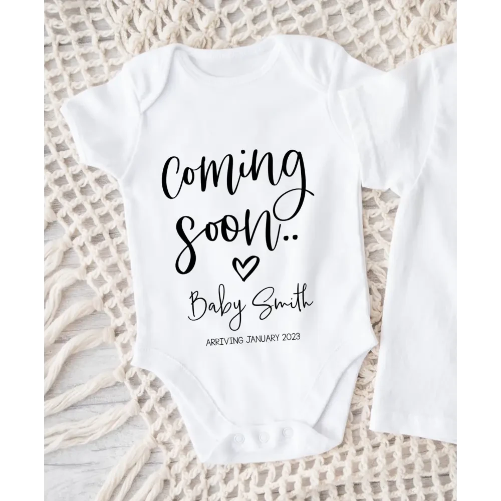 Coming soon heart onesie - Timber Tinkers