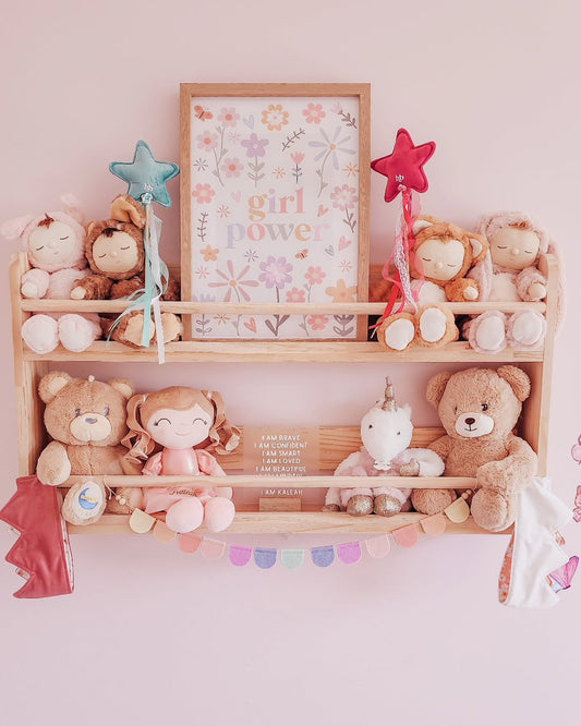 Compact Wall Organizer Shelf with 2 Tier - SolidWood