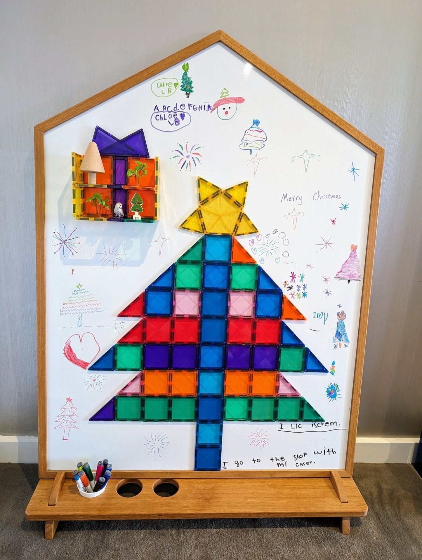Double-Sided Board with Stand -Solid Teakwood