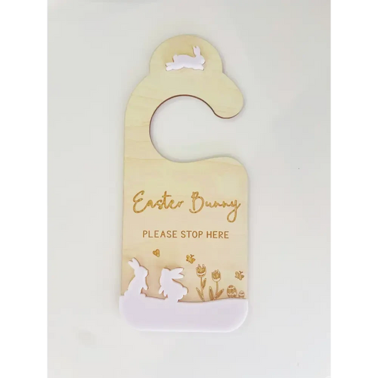 Easter Bunny Please Stop Here Hanger 3D - Timber Tinkers