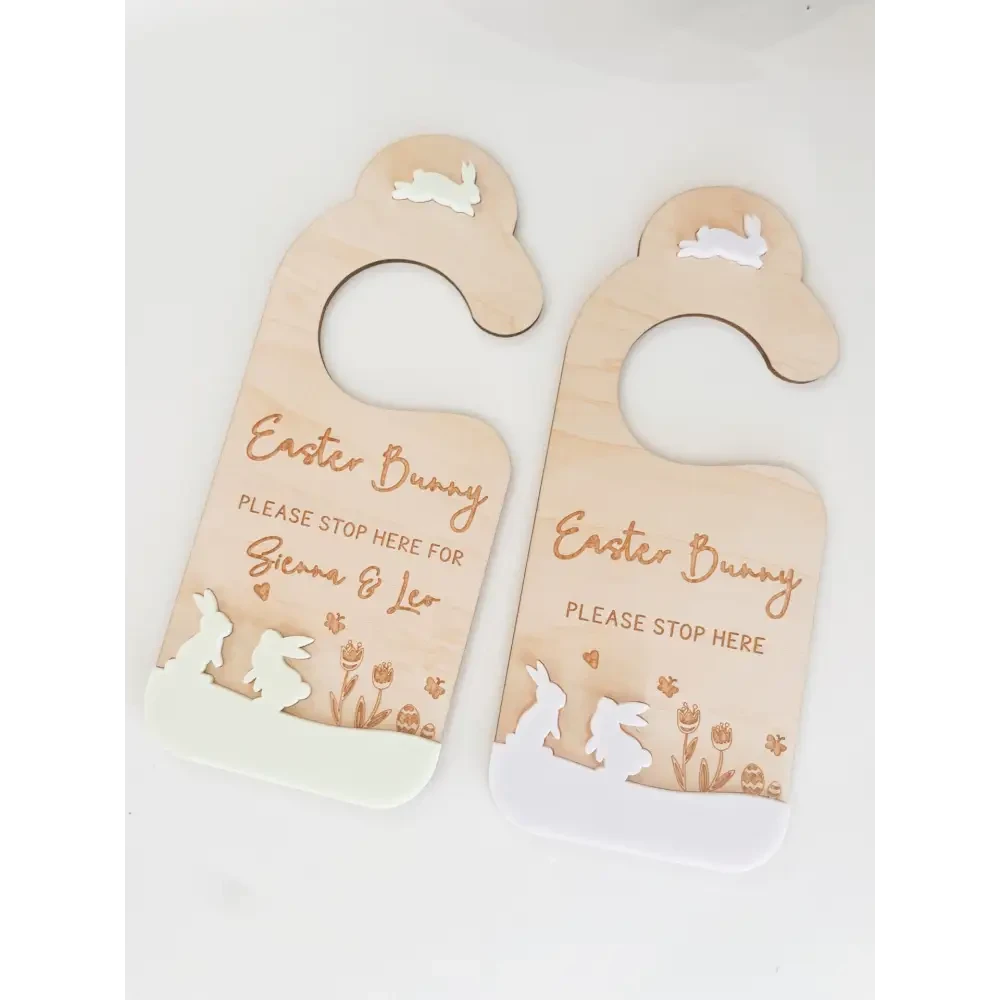 Easter Bunny Please Stop Here Hanger 3D - Timber Tinkers