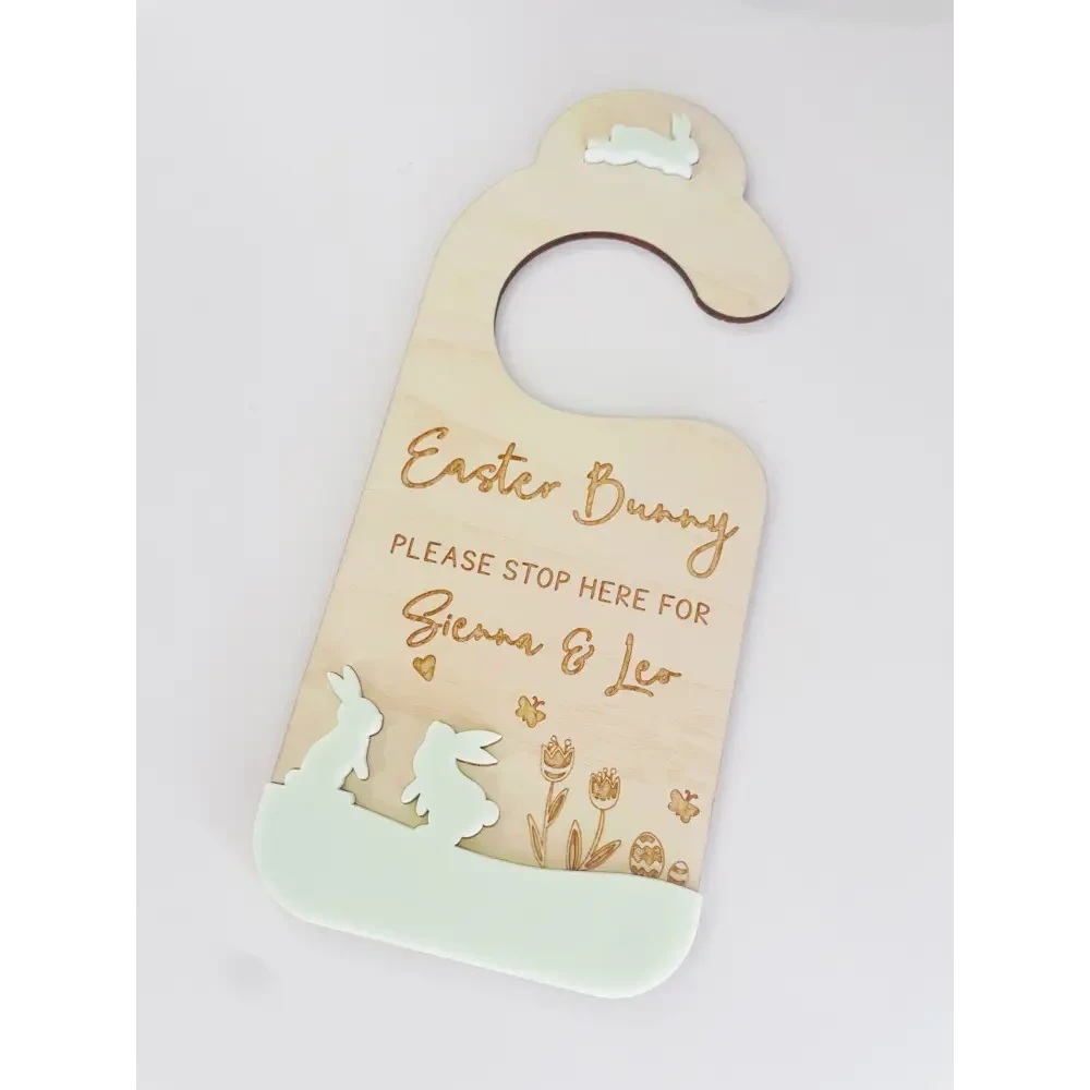 Easter Bunny Please Stop Here Hanger 3D - Timber Tinkers