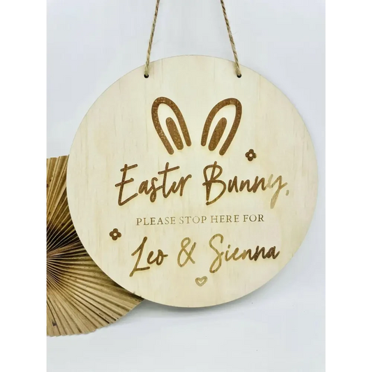 Easter Bunny Please Stop Here Sign - Timber Tinkers