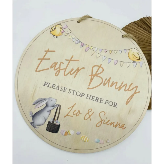 Easter Bunny Please Stop Here Sign - Colour - Timber Tinkers
