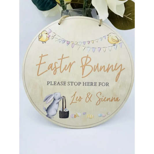Easter Bunny Please Stop Here Sign - Colour - Timber Tinkers