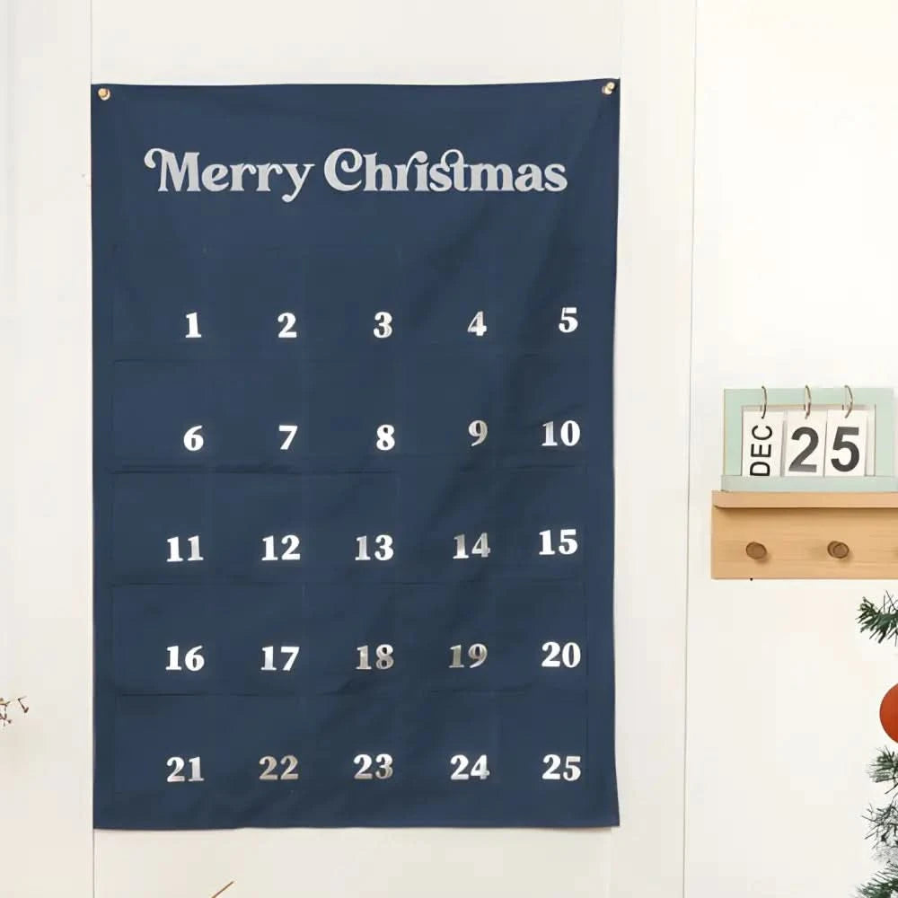 Extra Large Merry Christmas Advent Calendar - NAVY - Timber Tinkers