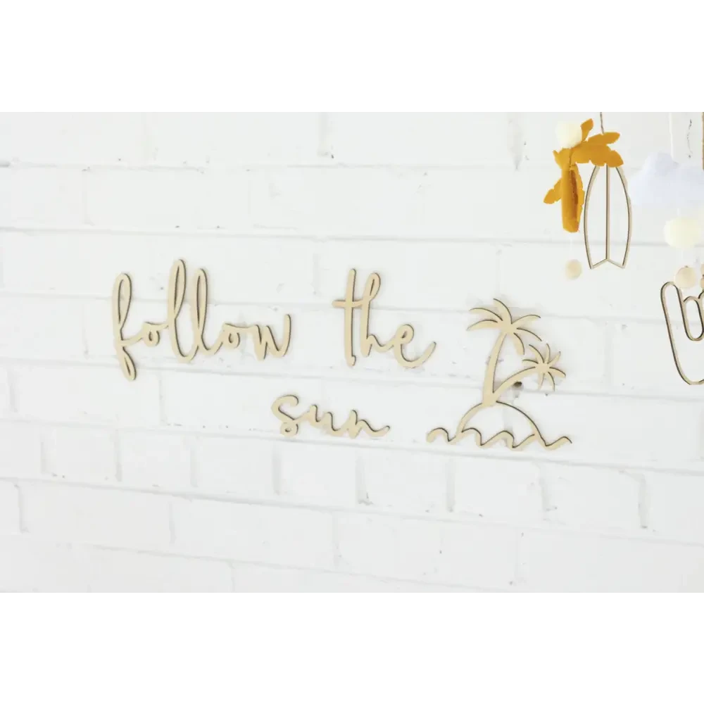 Follow the Sun + Palm Tree Decal wall plaque - Timber Tinkers