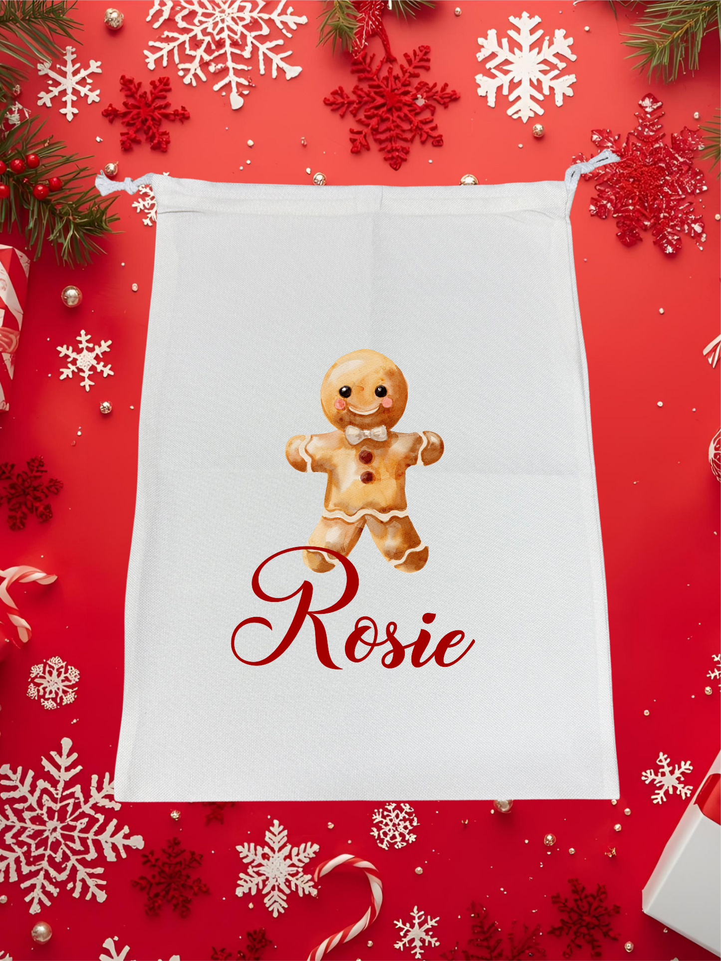Personalised Premium Linen Santa Sack – Classic Christmas Collection