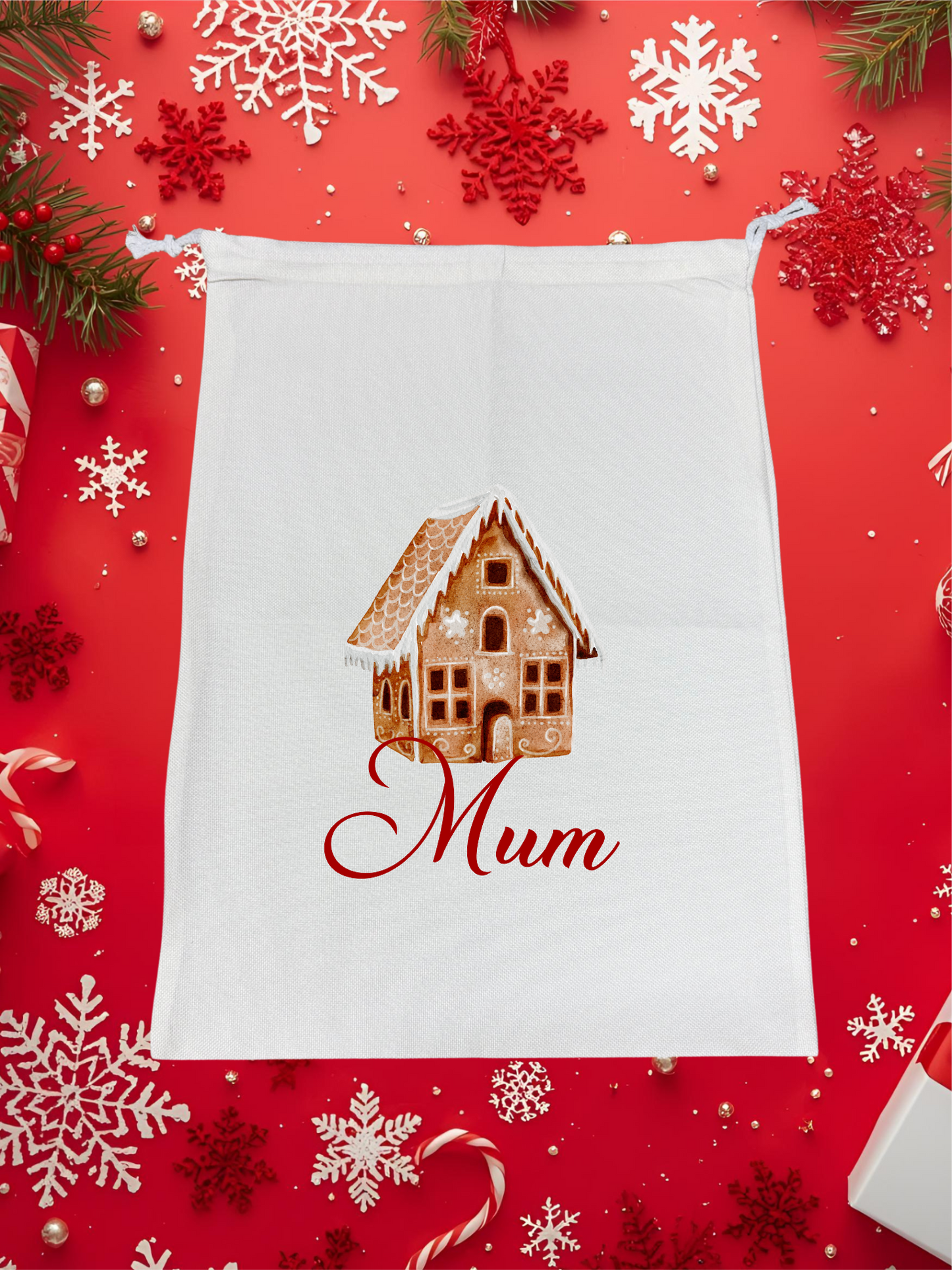 Personalised Premium Linen Santa Sack – Classic Christmas Collection