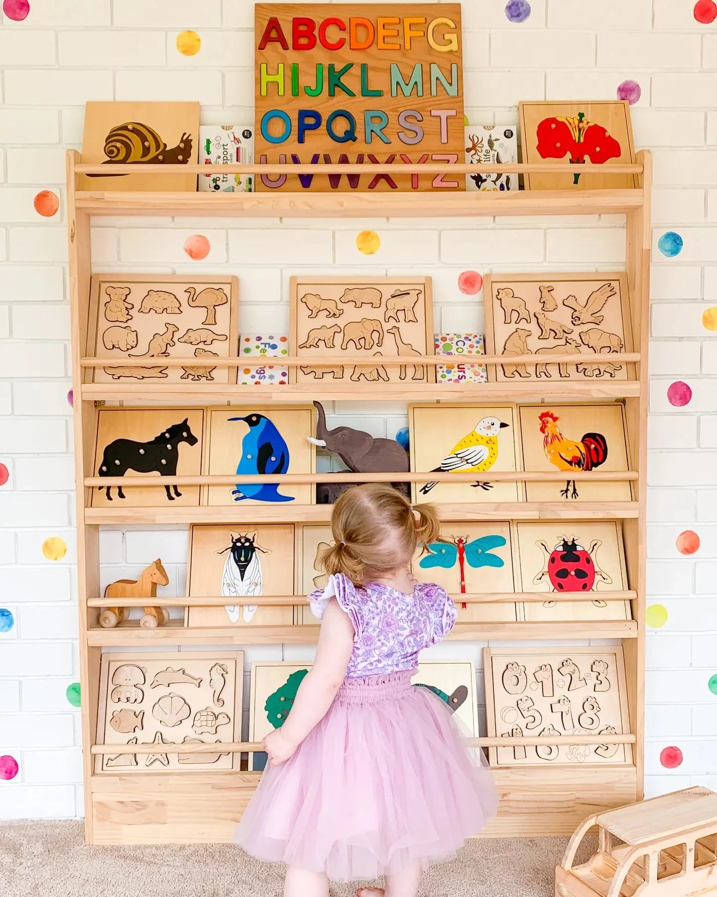 JOYKIDS Front Facing Bookshelf with 5 Tier - SolidWood