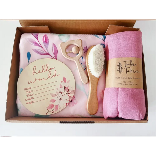 Large Baby Gift Box - Pink Floral - Timber Tinkers