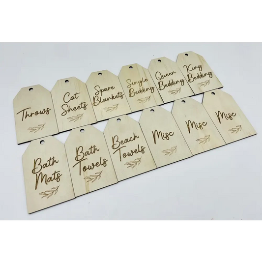 Linen Storage Labels Set of 12 - Timber Tinkers