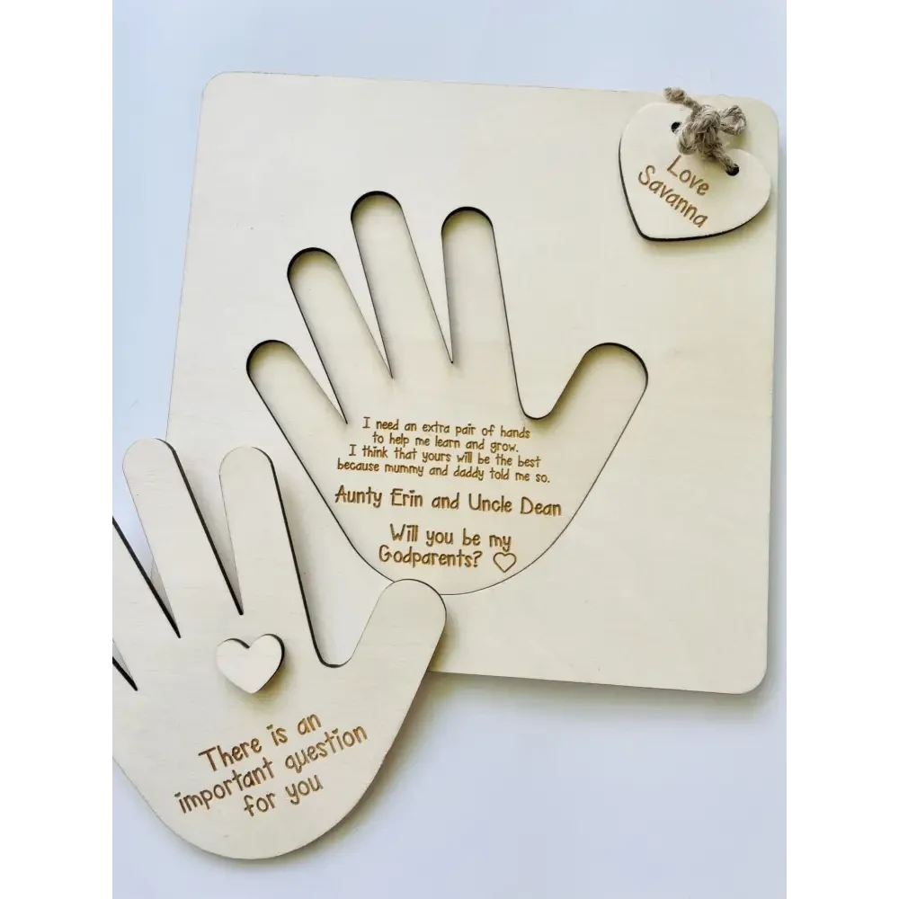 Little Hand Godparent Invitation - Timber Tinkers