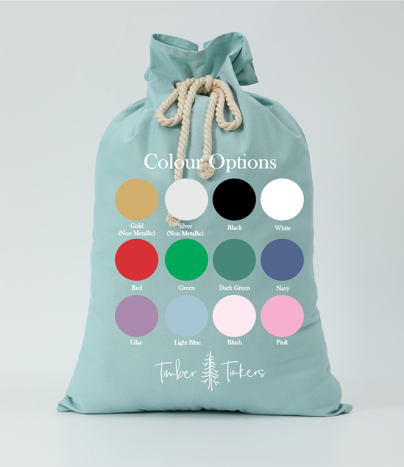 Personalised Canvas Santa Sacks - Mint