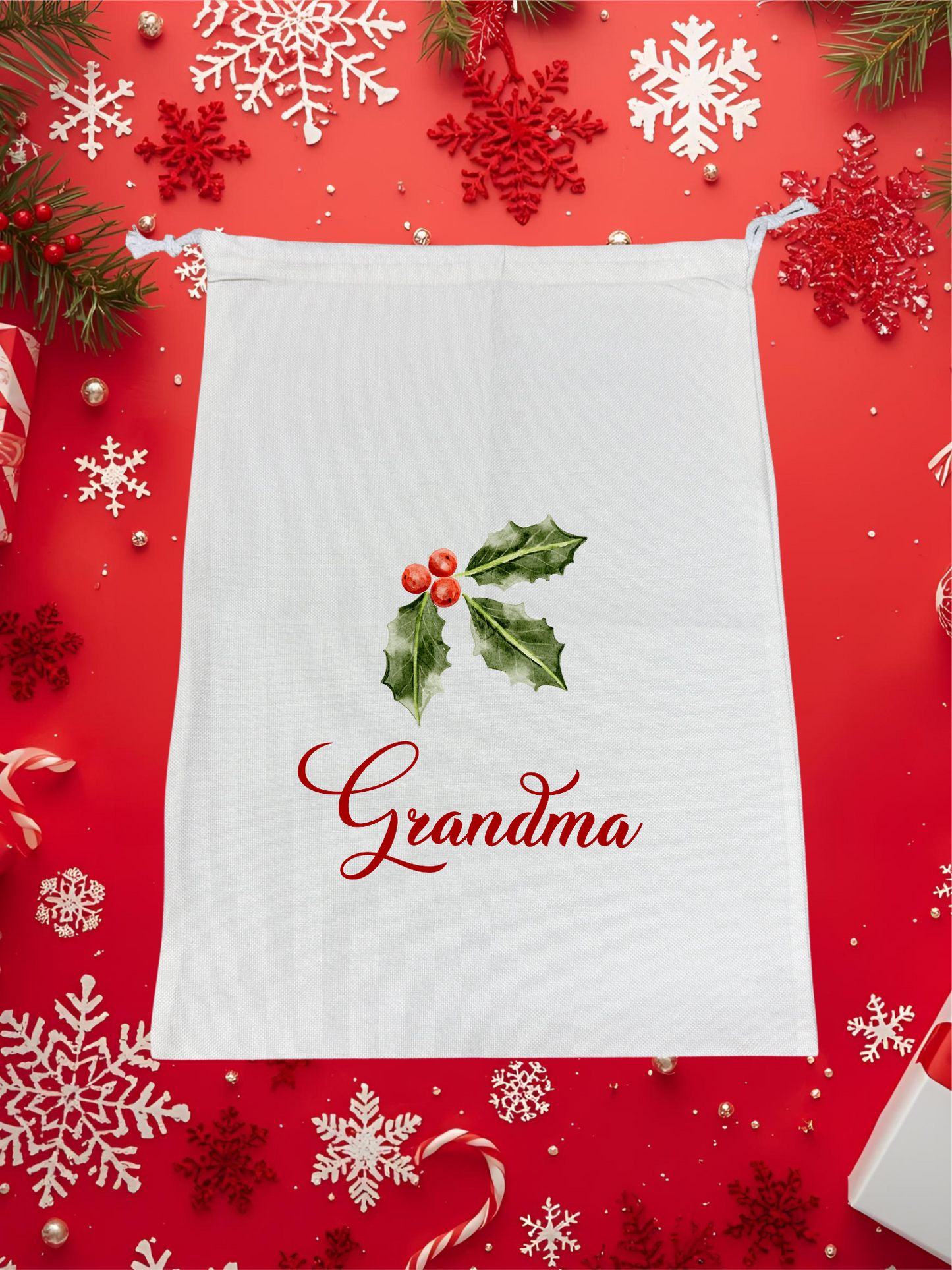 Personalised Premium Linen Santa Sack – Classic Christmas Collection