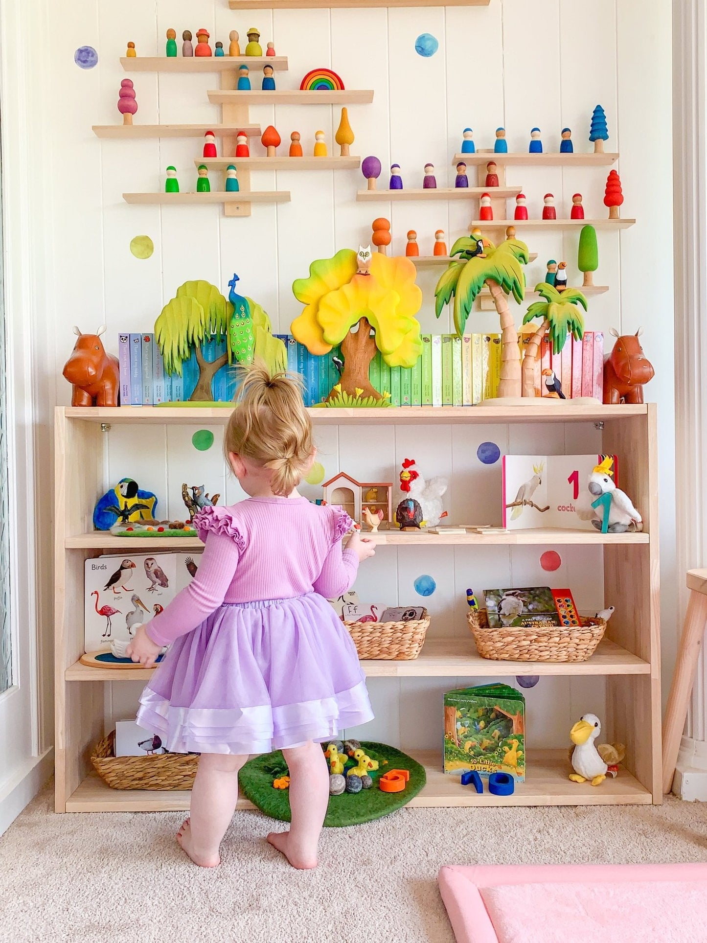 4 Tier Open-ended Toy Shelf -- Varnished Solid HardWood
