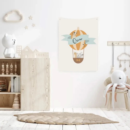 Personalised Animal Balloon Canvas Wall Hang - Timber Tinkers