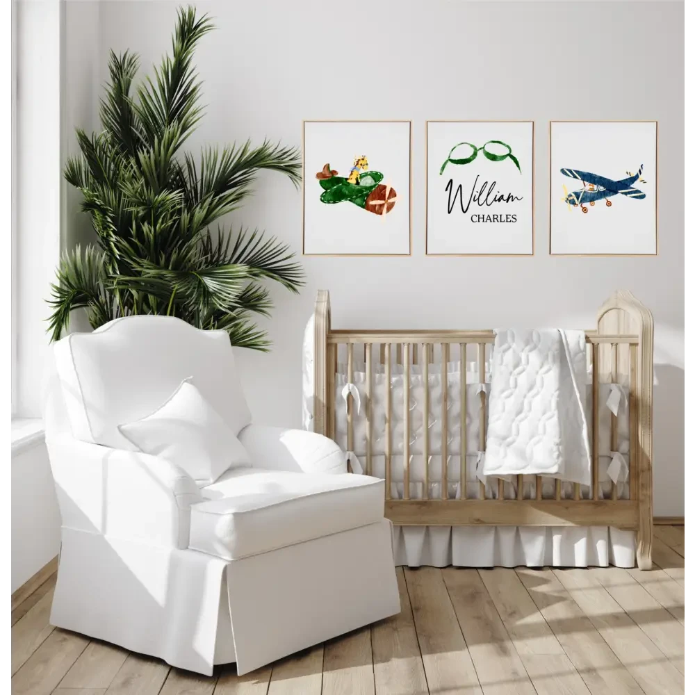 Personalised Aviation Wooden Canvas Print Set - Timber Tinkers