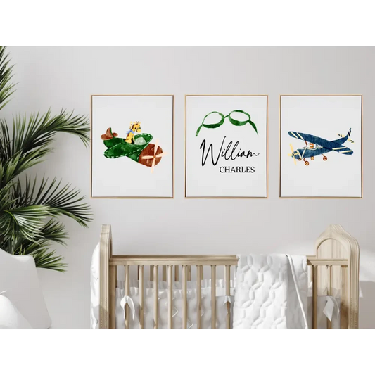 Personalised Aviation Wooden Canvas Print Set - Timber Tinkers